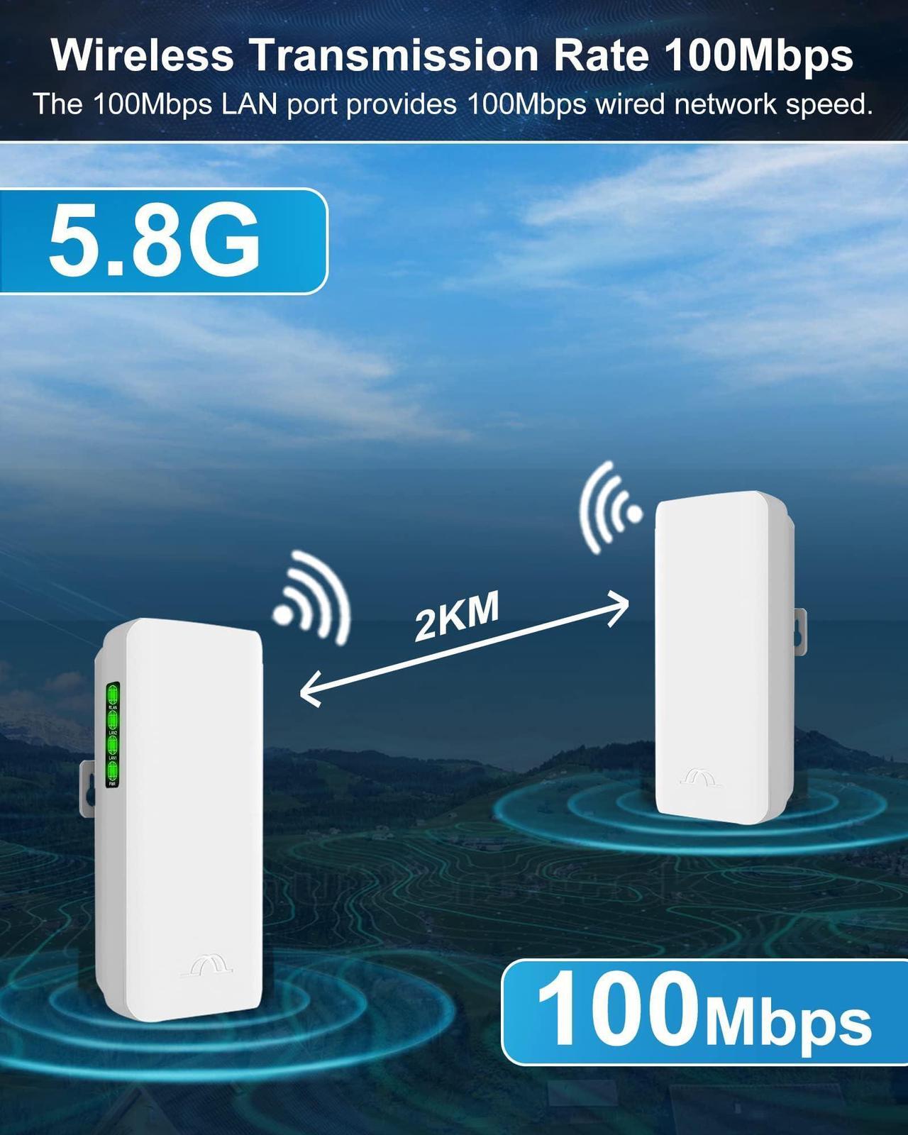 Point to Point Wireless Bridge for Starlink Internet, 2KM Outdoor 5.8G Network WiFi Bridges Extender CPE Access Point with 12DBi Antenna 2 100Mbps LAN Port 24V PoE Power Adapter 2-Pack - DRC 5 | +254100720022 Point to Point Wireless Bridge for Starlink Internet, 2KM Outdoor 5.8G Network WiFi Bridges Extender CPE Access Point with 12DBi Antenna 2 100Mbps LAN Port 24V PoE Power Adapter 2-Pack - DRC - Image 5