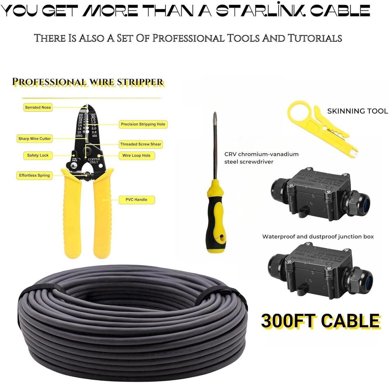 Galeith Starlink Cable Extension & Repair Kit, with 300ft Cable, SPEEDS UP to 1200Mbps, Starlink Replacement Cable, Waterproof Gray, 24AWG Copper, Grey 3 | +254100720022 Galeith Starlink Cable Extension & Repair Kit, with 300ft Cable, SPEEDS UP to 1200Mbps, Starlink Replacement Cable, Waterproof Gray, 24AWG Copper, Grey - Image 3