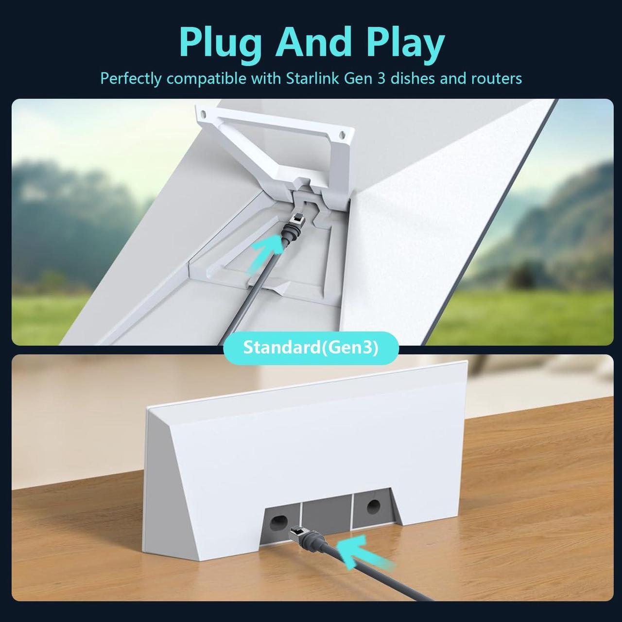 Orbram Starlink Gen 3 Cable 100FT/30.5M & Cat 8 Ethernet Cable 25FT, Starlink Cable Outdoor, Durable 24AWG Waterproof Extension Cable for Starlink V3, Rectangular Satellite &Mini Dish - DRC 3 | +254100720022 Orbram Starlink Gen 3 Cable 100FT/30.5M & Cat 8 Ethernet Cable 25FT, Starlink Cable Outdoor, Durable 24AWG Waterproof Extension Cable for Starlink V3, Rectangular Satellite &Mini Dish - DRC - Image 3