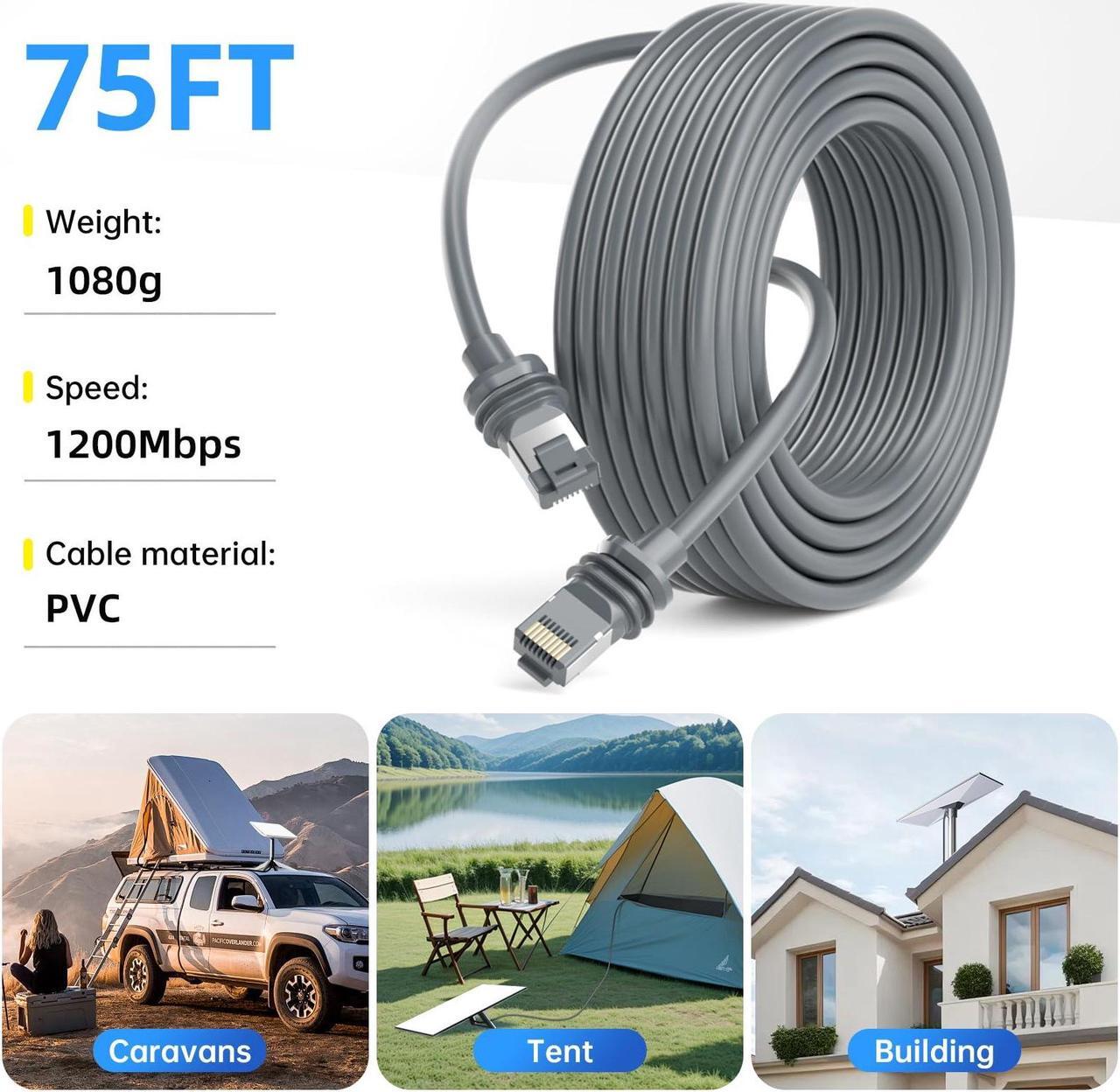 Starlink gen 3 cable,75ft/23m replacement cable for starlink V3,Standard Actuated Star link cord accessories,SL ethernet cable -Gray 5 | +254100720022 Starlink gen 3 cable,75ft/23m replacement cable for starlink V3,Standard Actuated Star link cord accessories,SL ethernet cable -Gray - Image 5