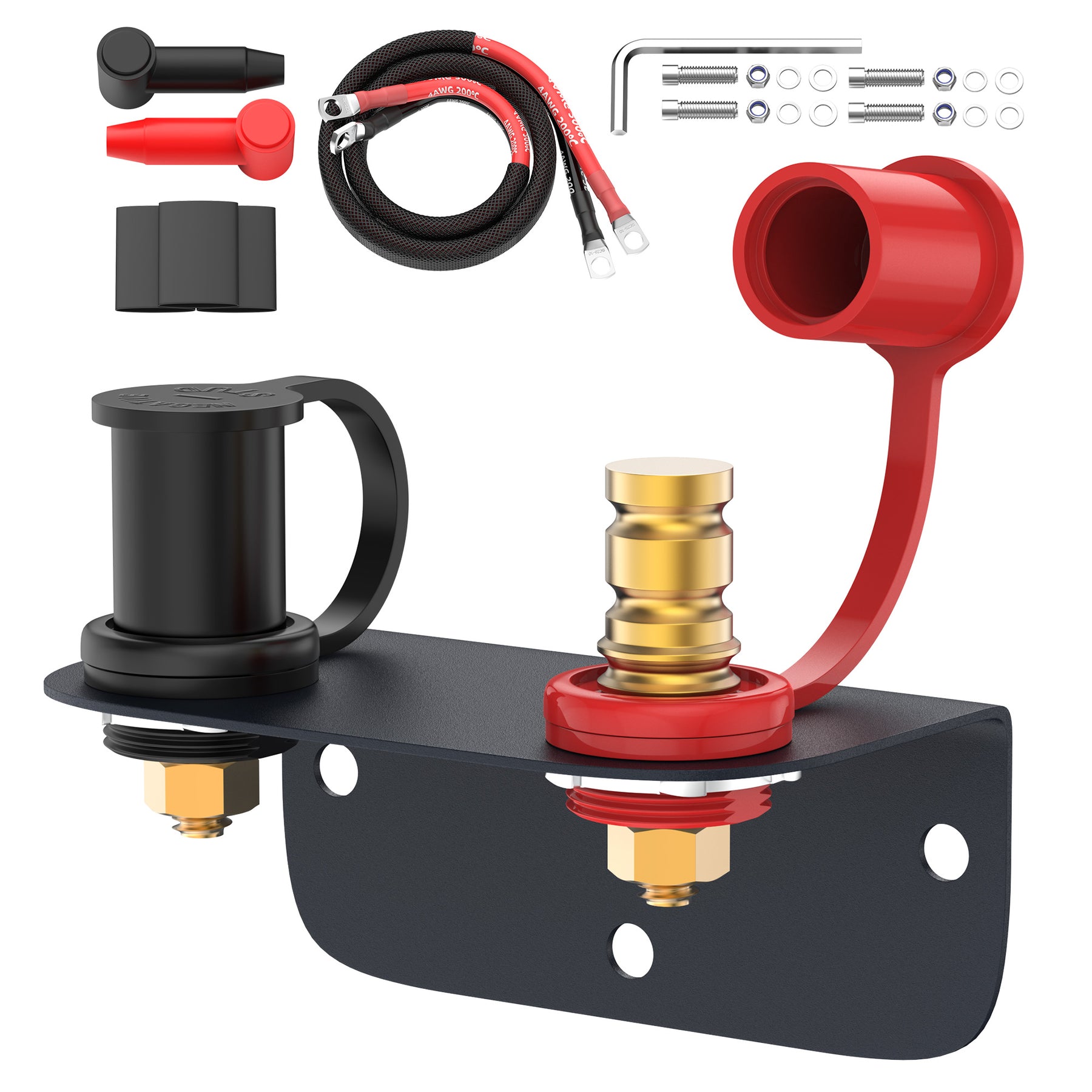 M10 3/8" Studs Battery Jump Post Kit with Cable and Mounting Bracket-DRC