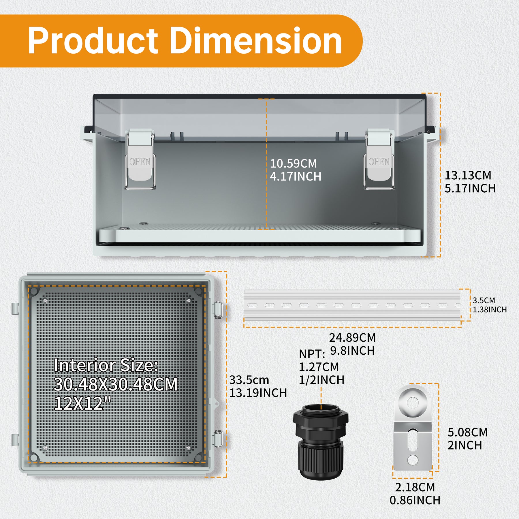 Outdoor Electrical Junction Box with Transparent Cover - 13.2"x13.2"x5.2"-DRC 2 | +254100720022 Outdoor Electrical Junction Box with Transparent Cover - 13.2"x13.2"x5.2"-DRC - Image 2