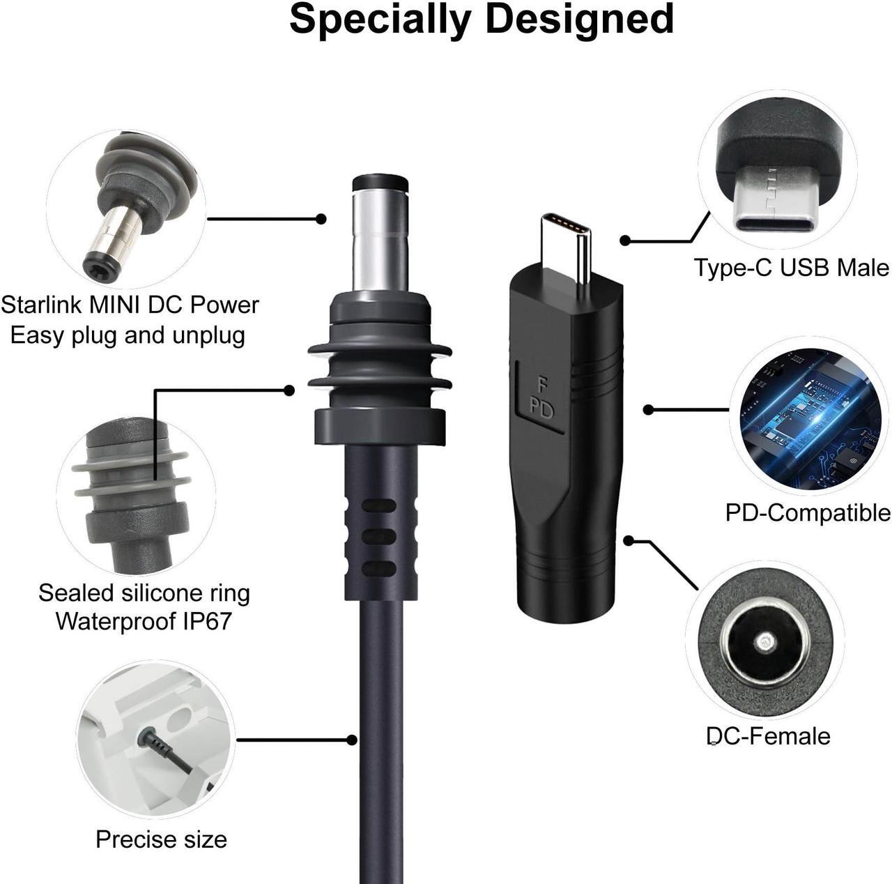 Starlink Mini DC Power Cable with USB C to DC Adapter, USB C to DC Power Cable for Starlink Mini, Compatible with 65W+ PD 20V Protocol Power Supply/Source, Indoor/Outdoor Grey(15M+ USB-C Adapter) - DRC 3 | +254100720022 Starlink Mini DC Power Cable with USB C to DC Adapter, USB C to DC Power Cable for Starlink Mini, Compatible with 65W+ PD 20V Protocol Power Supply/Source, Indoor/Outdoor Grey(15M+ USB-C Adapter) - DRC - Image 3