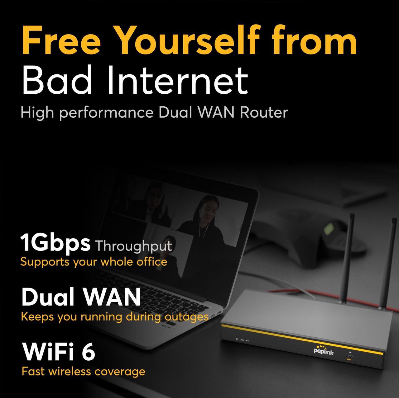 Peplink B-One Gigabit Dual WAN WiFi Router for Wireless Internet | 1GBps Throughput | 2X WAN Port, 4X LAN Port, Dual-Band 2X2 MIMO Wi-Fi | WAN Smoothing for Small Office & Home Connectivity - DRC 2 | +254100720022 Peplink B-One Gigabit Dual WAN WiFi Router for Wireless Internet | 1GBps Throughput | 2X WAN Port, 4X LAN Port, Dual-Band 2X2 MIMO Wi-Fi | WAN Smoothing for Small Office & Home Connectivity - DRC - Image 2