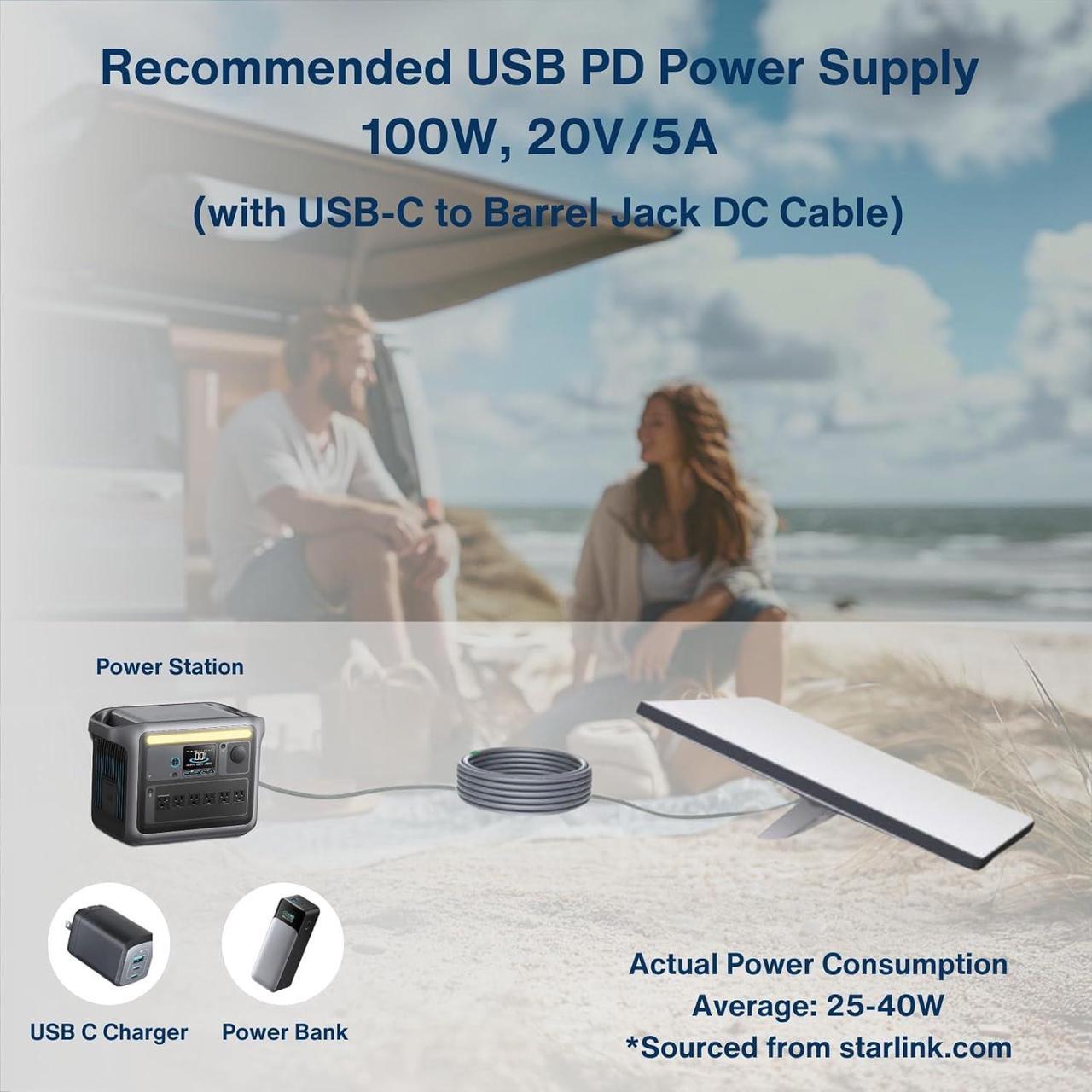 Steinwhale DC to USB-C Power Cable Cord with LED 19AWG for Starlink Mini 3M/10FT, Waterproof Barrel Jack, Support 100W 20V/5A PD Input, Compatible with USB-C Power Bank Charger Power Supply - DRC 2 | +254100720022 Steinwhale DC to USB-C Power Cable Cord with LED 19AWG for Starlink Mini 3M/10FT, Waterproof Barrel Jack, Support 100W 20V/5A PD Input, Compatible with USB-C Power Bank Charger Power Supply - DRC - Image 2