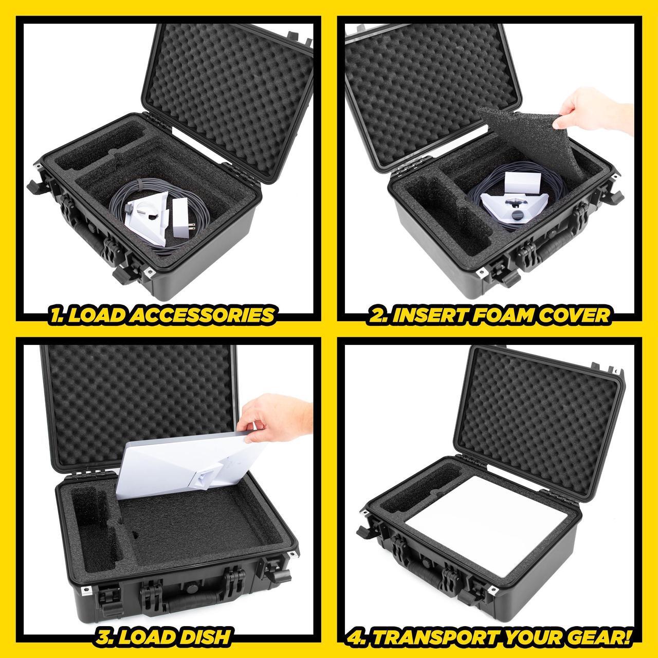 CASEMATIX Waterproof Travel Case Compatible with Starlink Mini Dish, Mount, Cables, Power Supply & More - Professionally Cut Impact Resistant Closed Cell Foam With Separate Storage For Accessories 3 | +254100720022 CASEMATIX Waterproof Travel Case Compatible with Starlink Mini Dish, Mount, Cables, Power Supply & More - Professionally Cut Impact Resistant Closed Cell Foam With Separate Storage For Accessories - Image 3