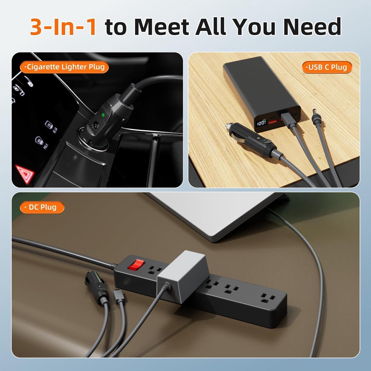 Starlink Mini 3-in-1 DC Power Cable 16FT, USB-C 12-24V Cigarette Lighter Plug & DC Male Cord Input Power Cable, Waterproof Power Cord Accessories for Starlink Mini 2 | +254100720022 Starlink Mini 3-in-1 DC Power Cable 16FT, USB-C 12-24V Cigarette Lighter Plug & DC Male Cord Input Power Cable, Waterproof Power Cord Accessories for Starlink Mini - Image 2