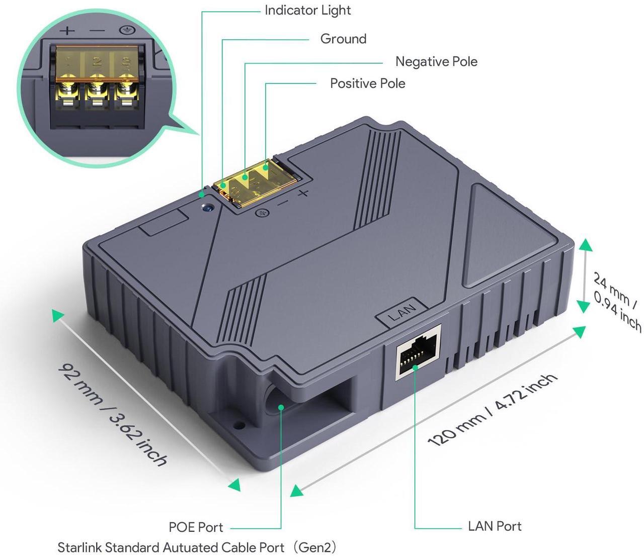 XLTTYWL Starlink Gen 2 Poe Injector, 150W 3 in 1 GigE Passive and ESD Protection Starlink 12V Conversion Kit with SPX Adapter, Converter DC 9-36V/150W and Cable Caddy for Starlink Standard V2 Dishy - DRC 4 | +254100720022 XLTTYWL Starlink Gen 2 Poe Injector, 150W 3 in 1 GigE Passive and ESD Protection Starlink 12V Conversion Kit with SPX Adapter, Converter DC 9-36V/150W and Cable Caddy for Starlink Standard V2 Dishy - DRC - Image 4