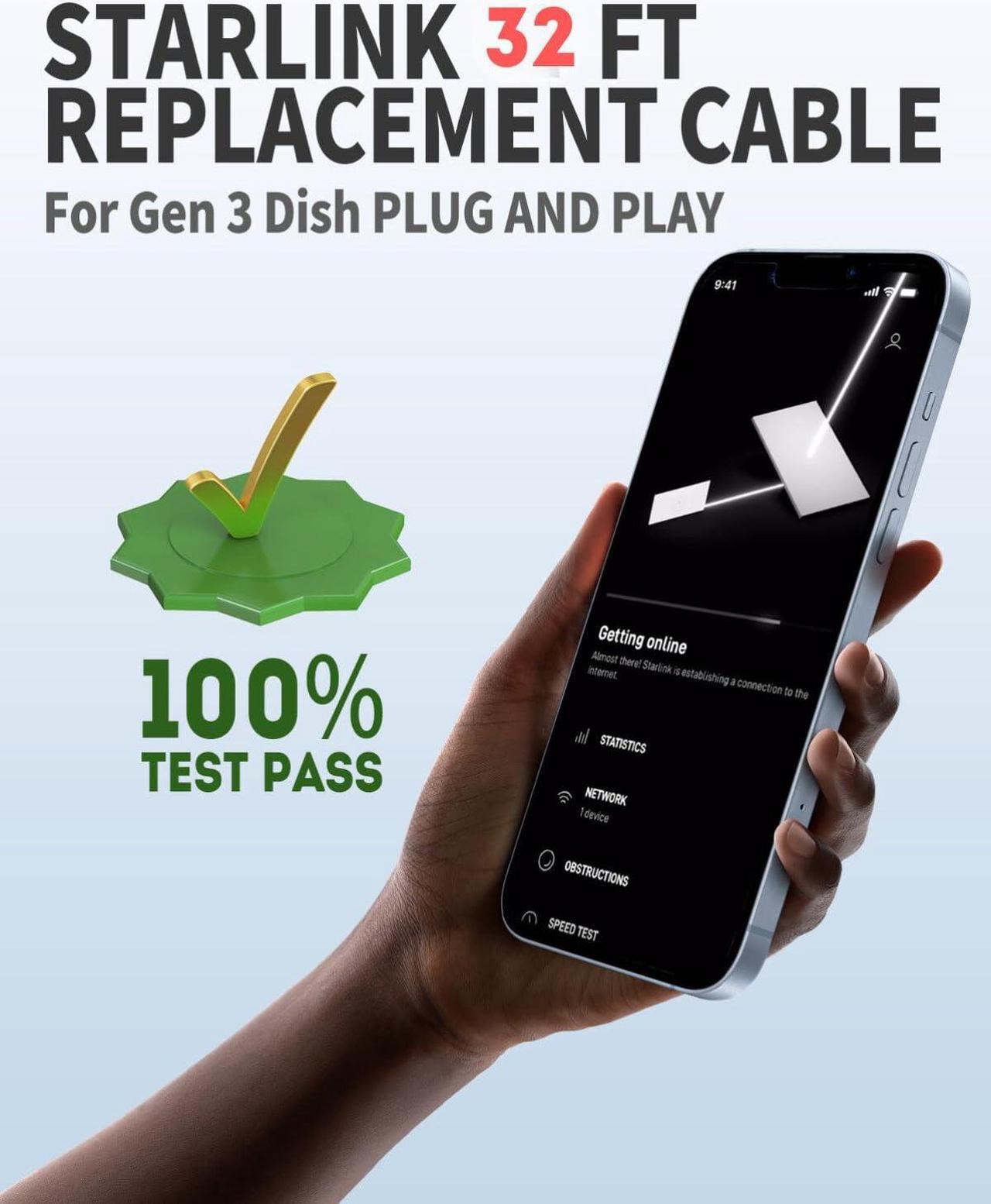 32ft Starlink Gen 3 Cable - 32/50/75/100/150ft Starlink Replacement Cable, High-Speed Satellite Internet Accessory & Extension Cord for Star Link V3 Dish 5 | +254100720022 32ft Starlink Gen 3 Cable - 32/50/75/100/150ft Starlink Replacement Cable, High-Speed Satellite Internet Accessory & Extension Cord for Star Link V3 Dish - Image 5