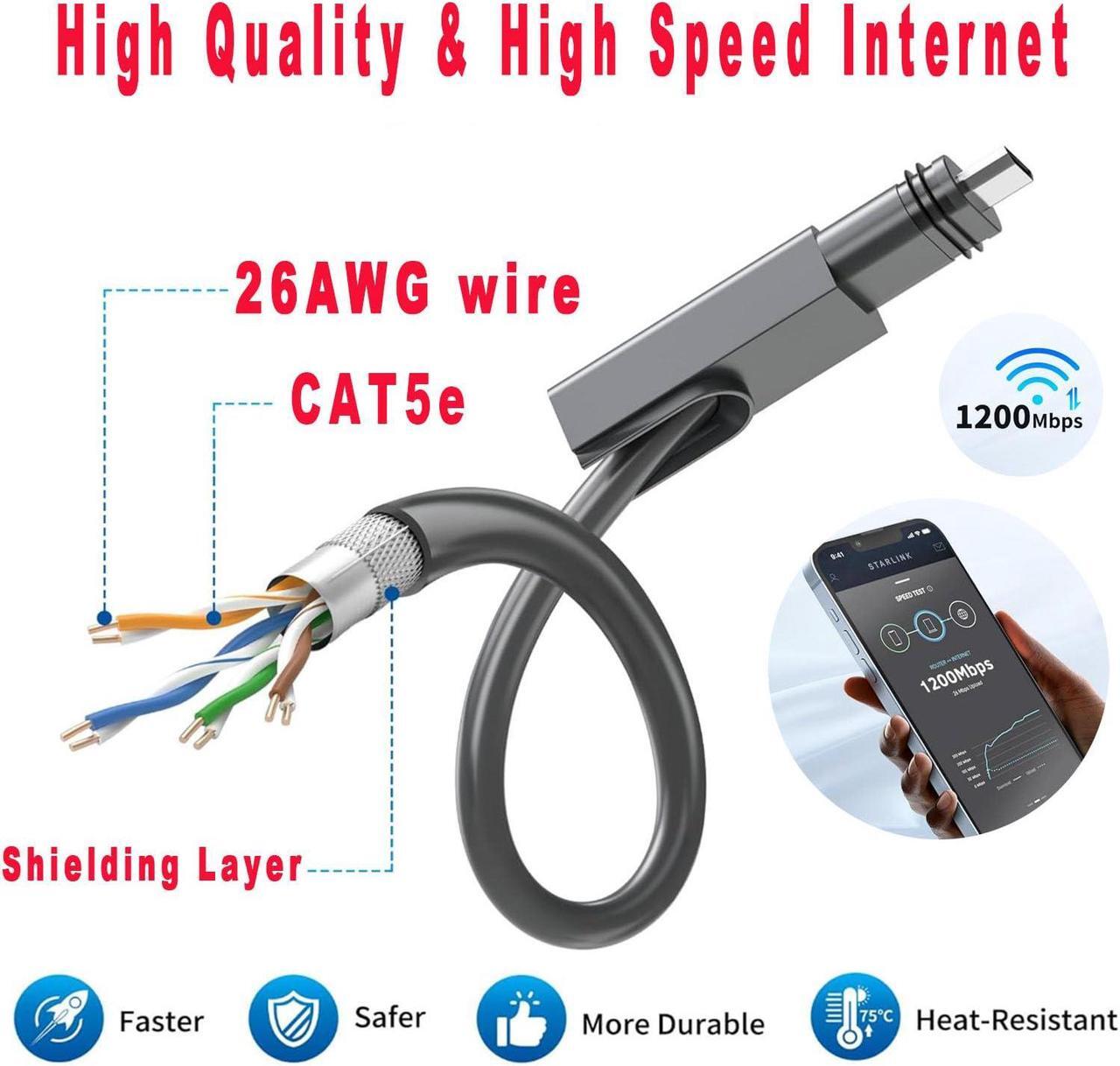 GTOMNI Starlink Cable 16.5FT for Starlink Rectangular Satellite V2, Replacement Cable Starlink for Satellite V2, Extension Starlink Cable Waterproof & Rainproof for Starlink Mesh Router, Grey 2 | +254100720022 GTOMNI Starlink Cable 16.5FT for Starlink Rectangular Satellite V2, Replacement Cable Starlink for Satellite V2, Extension Starlink Cable Waterproof & Rainproof for Starlink Mesh Router, Grey - Image 2