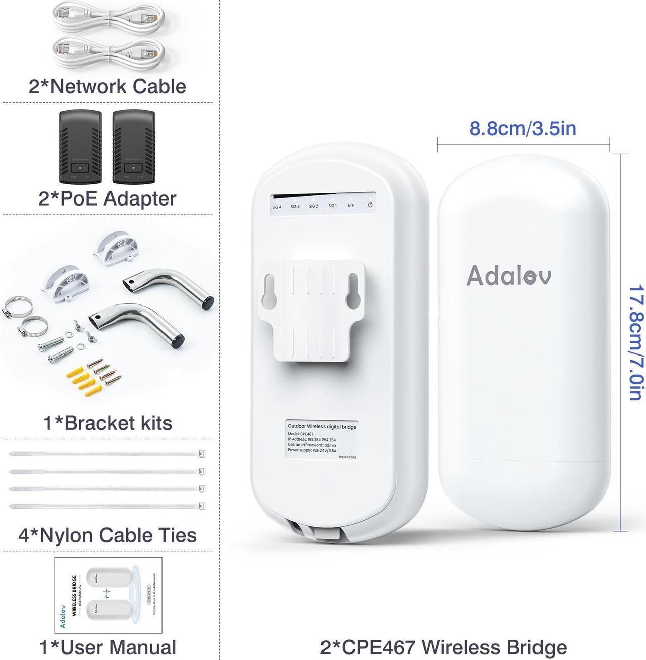 Adalov CPE467 5.8GHz WiFi Bridge - 1.5KM Long Range Outdoor Point-to-Point Wireless Bridge+Adalov Outdoor Wi-Fi Access Point with Bracket Mount, 1200Mbps Long Range WiFi Extender - DRC 4 | +254100720022 Adalov CPE467 5.8GHz WiFi Bridge - 1.5KM Long Range Outdoor Point-to-Point Wireless Bridge+Adalov Outdoor Wi-Fi Access Point with Bracket Mount, 1200Mbps Long Range WiFi Extender - DRC - Image 4