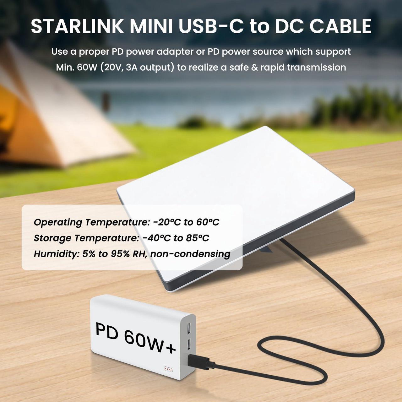 Starlink Mini USB C to DC Power Cable 5M/16.4FT, 140W USB Type-C Input to Waterproof Barrel Jack Charging Cord 18AWG, Work with 60W+ PD Source, Compatible with 28V PPS and 20V PD protocols 3 | +254100720022 Starlink Mini USB C to DC Power Cable 5M/16.4FT, 140W USB Type-C Input to Waterproof Barrel Jack Charging Cord 18AWG, Work with 60W+ PD Source, Compatible with 28V PPS and 20V PD protocols - Image 3