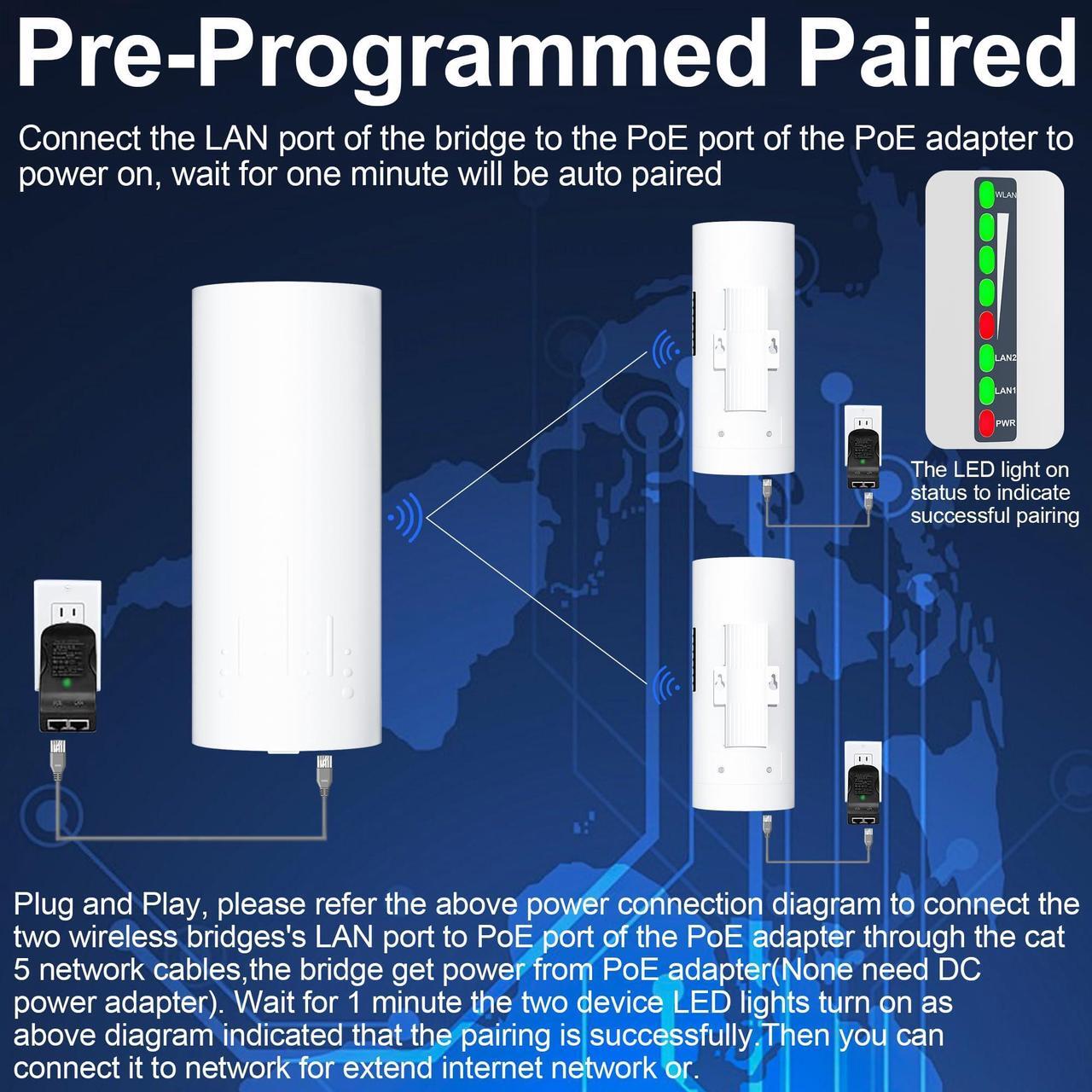 Point to Multipoint Outdoor Starlink Internet Long Range Wireless Bridge for Starlink Gen 3 Router, Starlink WiFi Extender, IP65 Waterproof, 5.8GHz 100Mbps 3 KM with 16dBi High Gain Antenna(3Pack) 5 | +254100720022 Point to Multipoint Outdoor Starlink Internet Long Range Wireless Bridge for Starlink Gen 3 Router, Starlink WiFi Extender, IP65 Waterproof, 5.8GHz 100Mbps 3 KM with 16dBi High Gain Antenna(3Pack) - Image 5