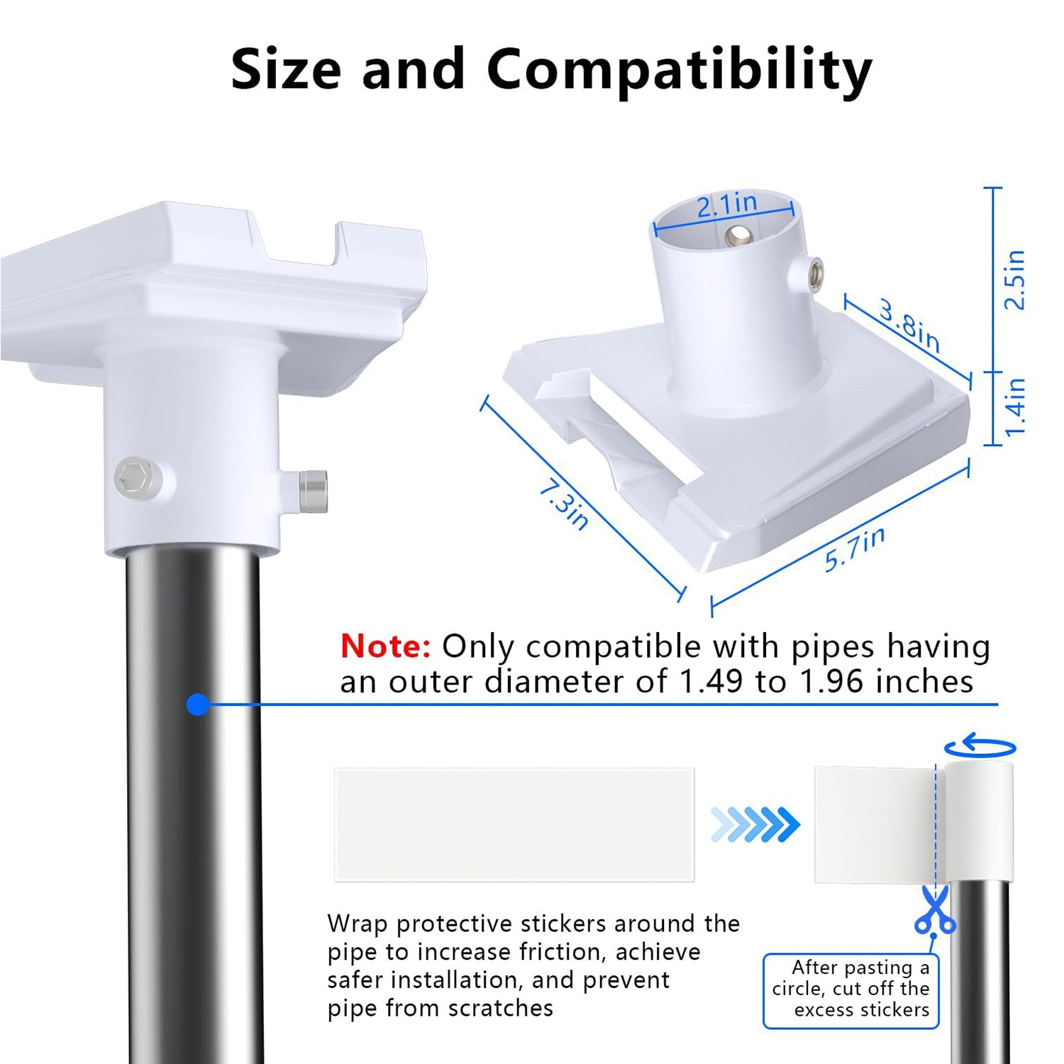 Starlink Gen3 Pipe Adapter Kickstand for Pole Mounting Fits 1.49-1.96" Poles-DRC - Image 2
