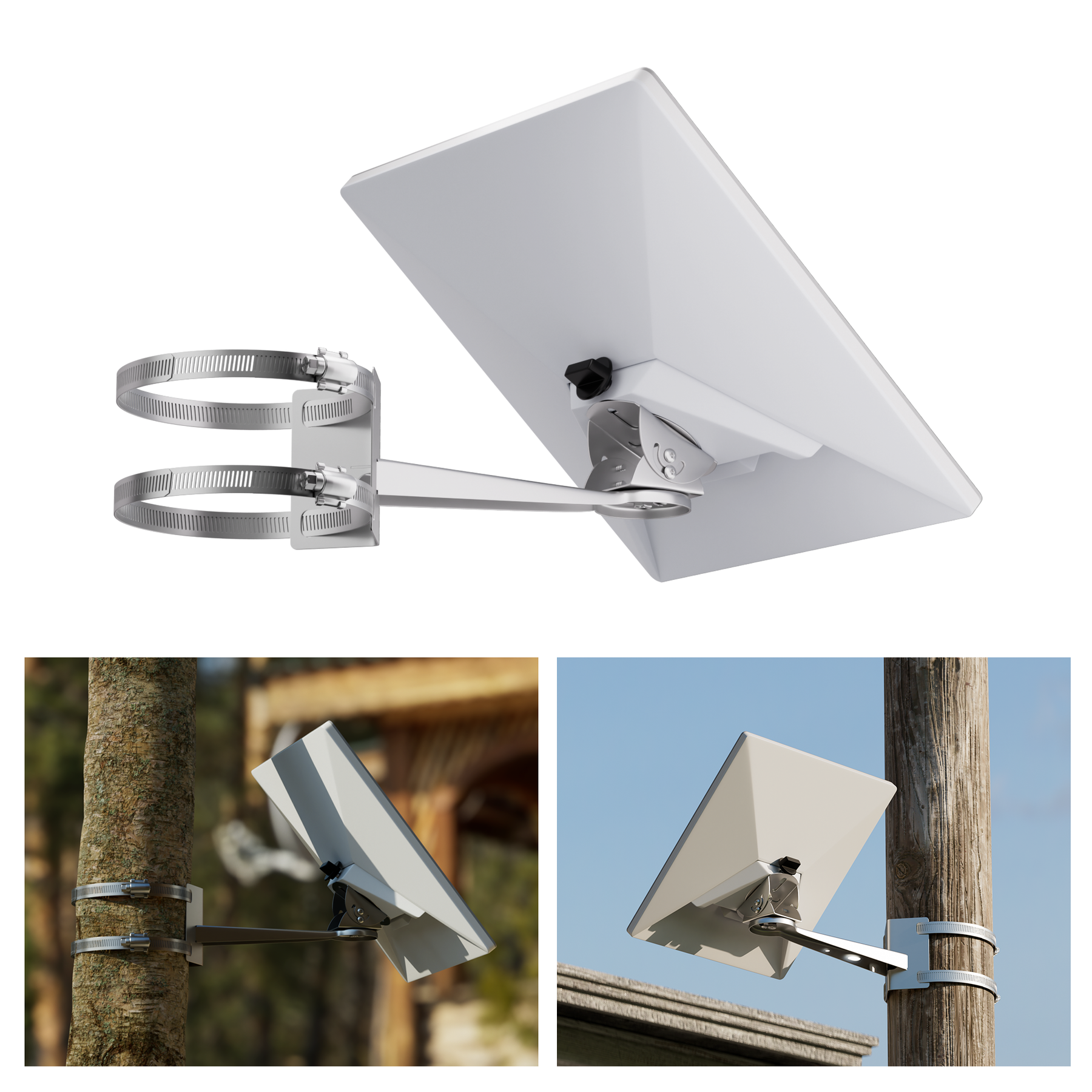Starlink Mini Stainless Steel Pole and Beam Mount with 360? Adjustable Arm-DRC