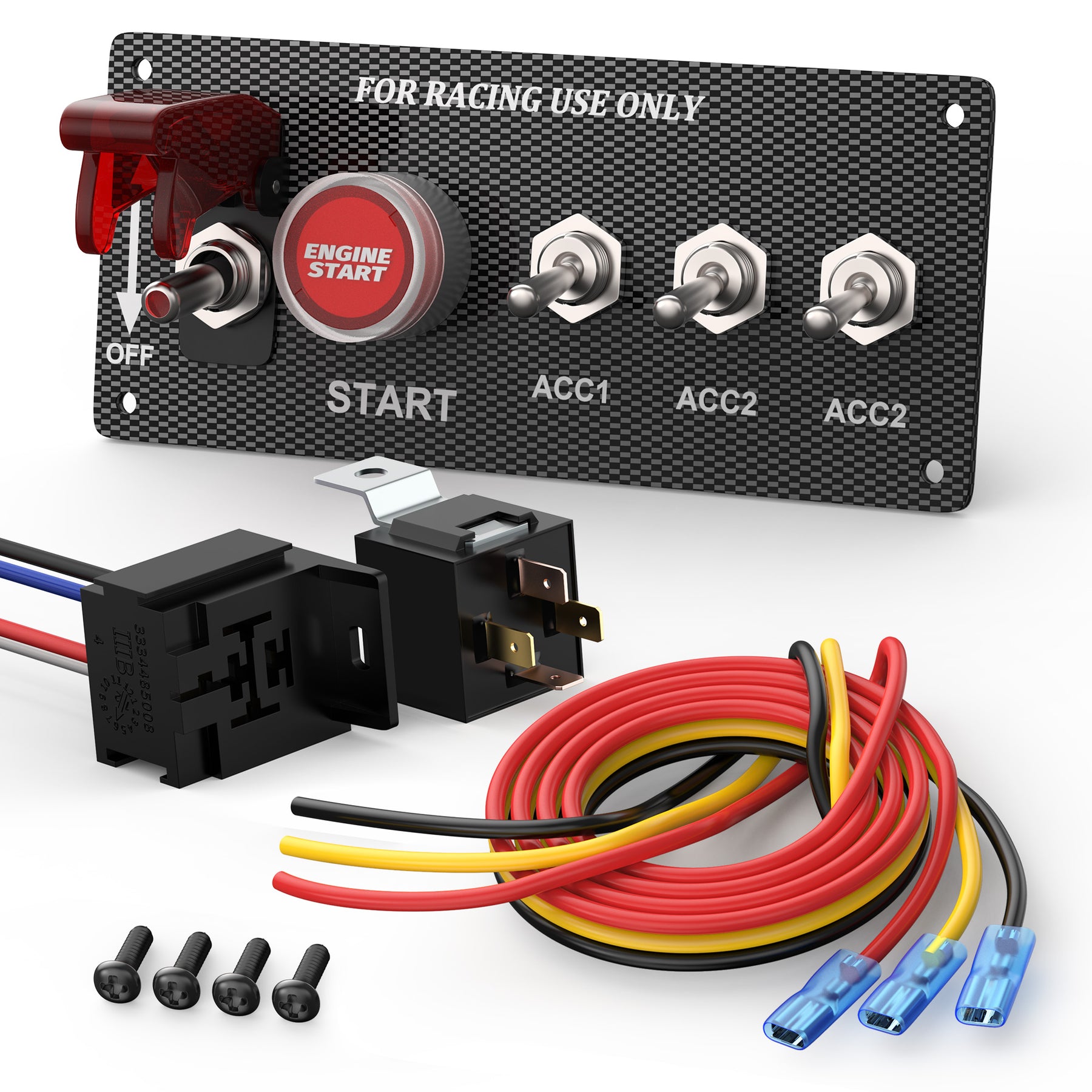 5 in 1 12V SPST ON OFF Race Car Ignition Starter Switch Panel Kit-DRC 1 | +254100720022 5 in 1 12V SPST ON OFF Race Car Ignition Starter Switch Panel Kit-DRC