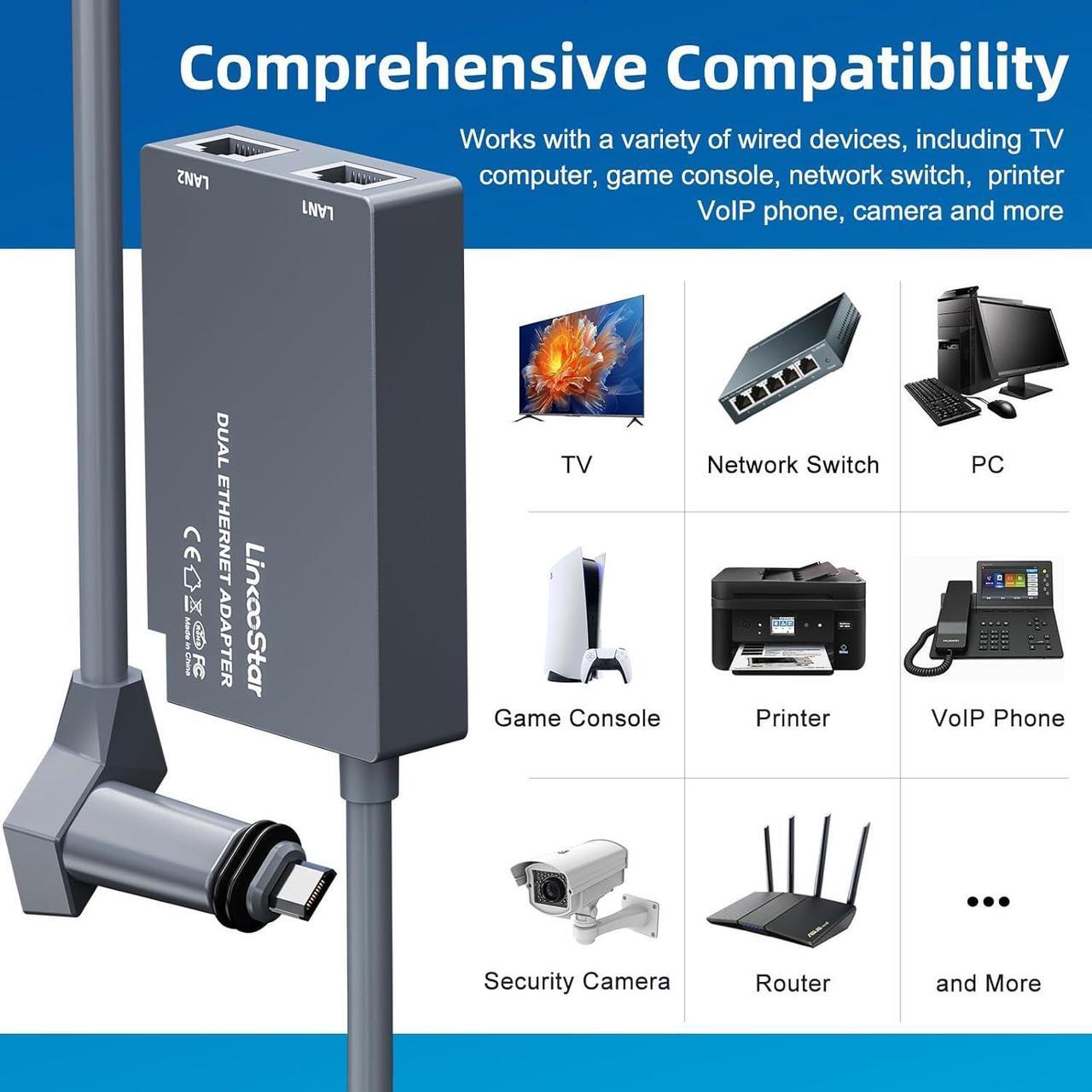 Dual Ports Starlink Ethernet Adapter for Starlink V2, Multi Starlink Ethernet Adapter Gen 2 for Wired External Network 2 Devices Networked Simultaneously Fast & Stable Connect Up to 1 Gbps - DRC 5 | +254100720022 Dual Ports Starlink Ethernet Adapter for Starlink V2, Multi Starlink Ethernet Adapter Gen 2 for Wired External Network 2 Devices Networked Simultaneously Fast & Stable Connect Up to 1 Gbps - DRC - Image 5