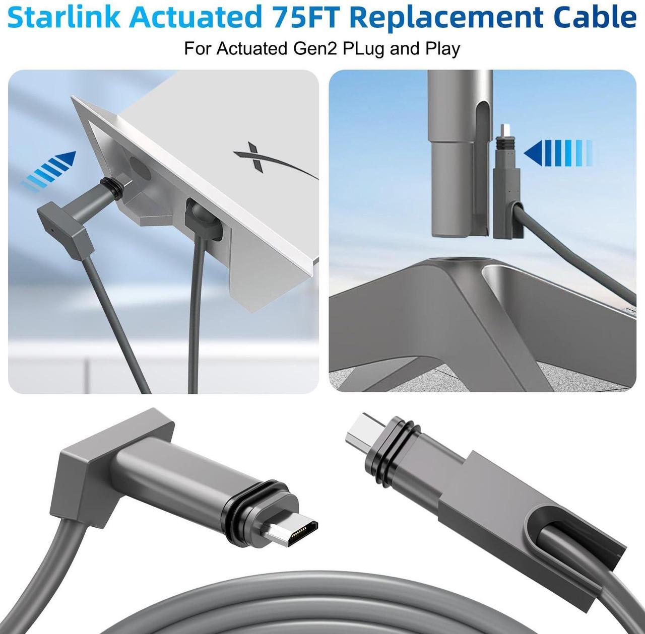 Standard Actuated Starlink Cable 75FT/23M for Starlink Rectangular Satellite V2 Replacement Cable Starlink Internet Kit for Satellite V2 Starlink Cable Extension Cord for Starlink V2 Cable-Gray 4 | +254100720022 Standard Actuated Starlink Cable 75FT/23M for Starlink Rectangular Satellite V2 Replacement Cable Starlink Internet Kit for Satellite V2 Starlink Cable Extension Cord for Starlink V2 Cable-Gray - Image 4